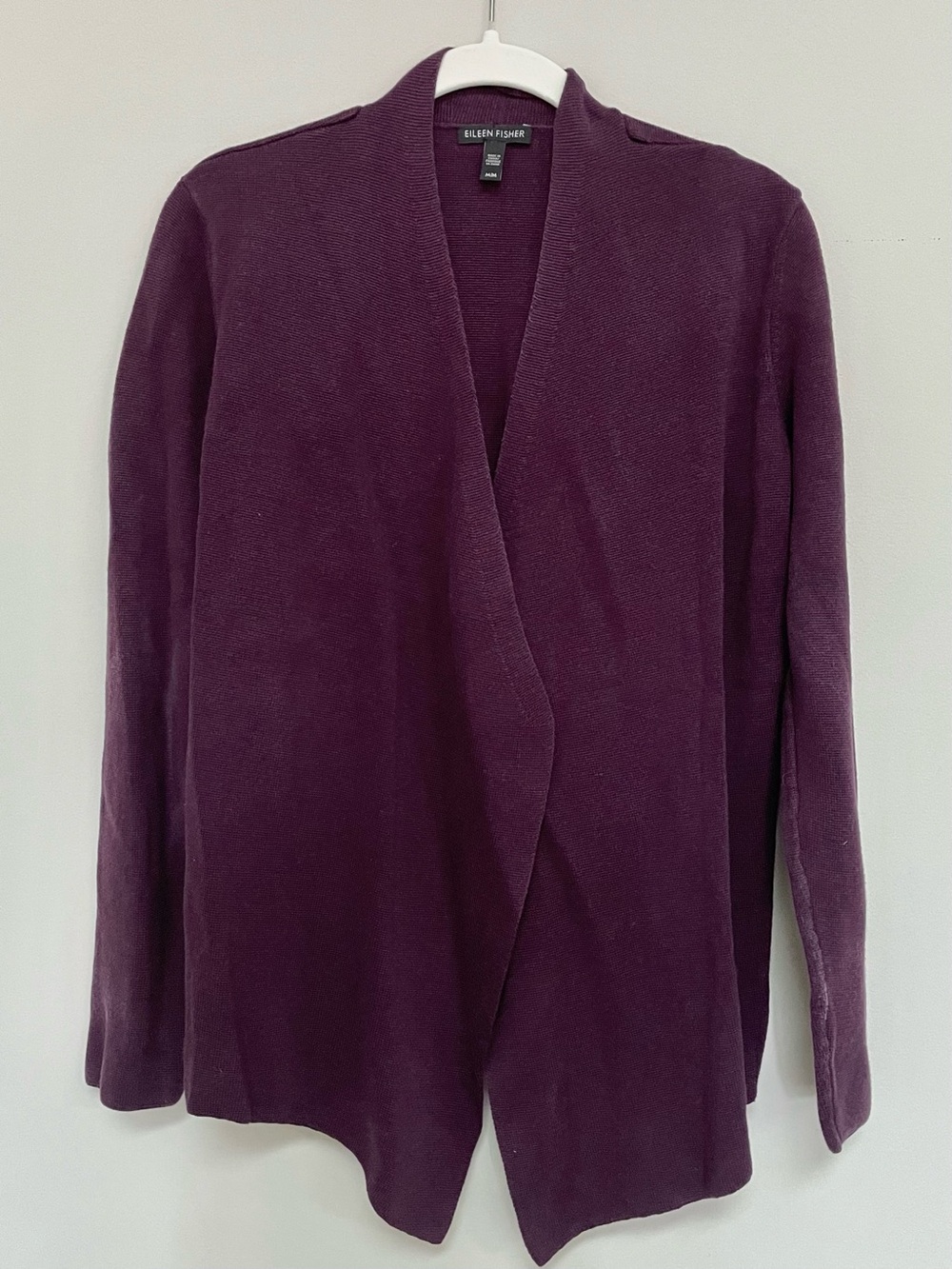Eileen Fisher Plum Open-Front Lightweight Cardigan